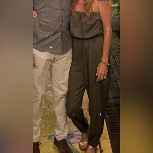 Strapless Olive Green Jumpsuit - Women's Relaxed Romper